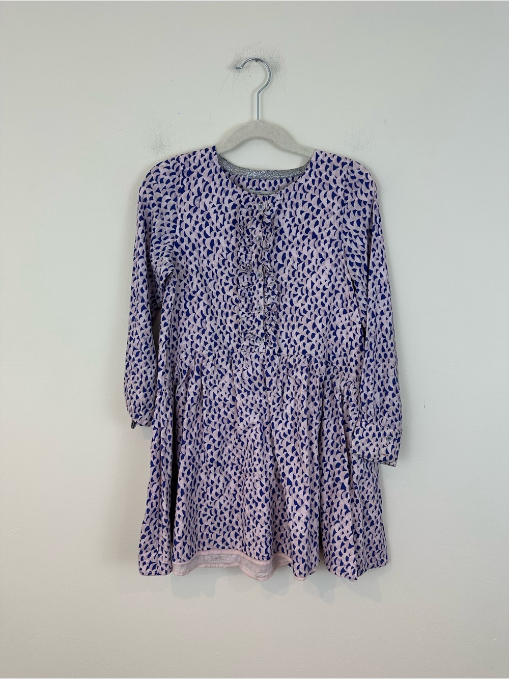 Maison Jean Bourget Long Sleeve Purple Abstract Print Dress Kids Size 8 Years